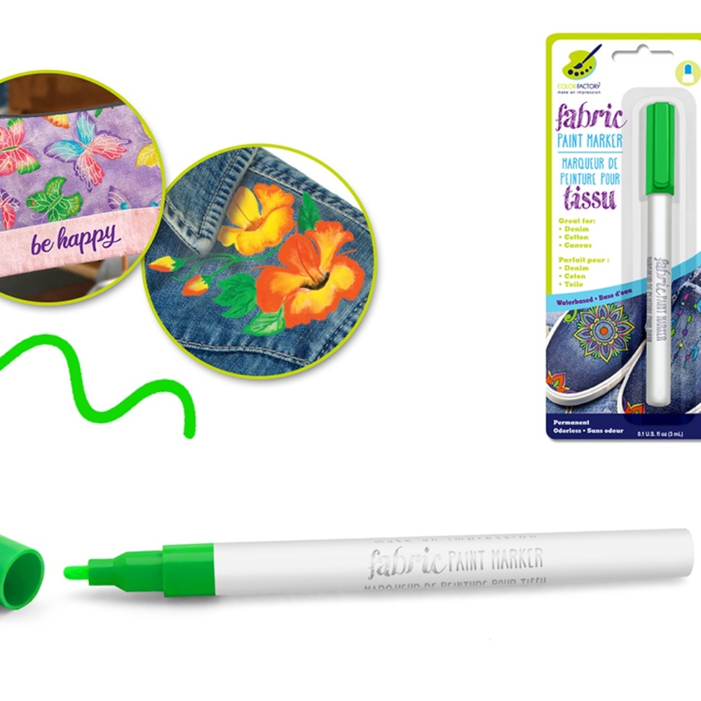 Permanent Fabric Paint Marker (Neon Green)